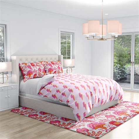 Pink Duvet Cover with Lightning Bolts, Pink Preppy Bedding for Teens – Literally Pretty