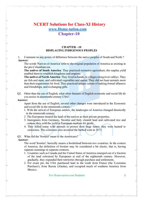 Ncert Solutions For Class 11 History Chapter 10 Displacing Indigenous