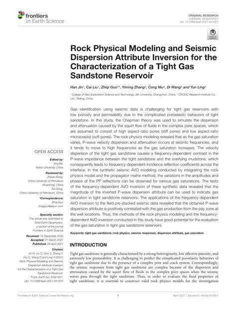 Pdf Rock Physical Modeling And Seismic Dispersion Attribute Inversion