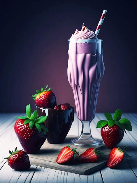 Photographie D un Shake Aux Fraises Avec Un Milkshake à La Crème