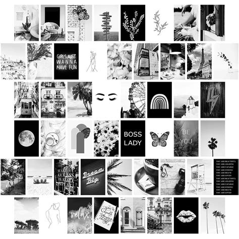 Black White Wall Collage Kit Aesthetic Pictures Bedroom Decor For Teen