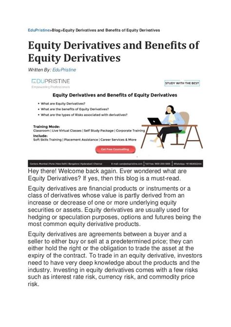 Equity Derivatives and Benefits of Equity Derivatives.pdf