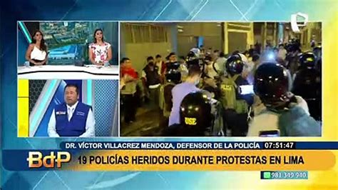 19 policías heridos están internados tras protesta en Lima afirma