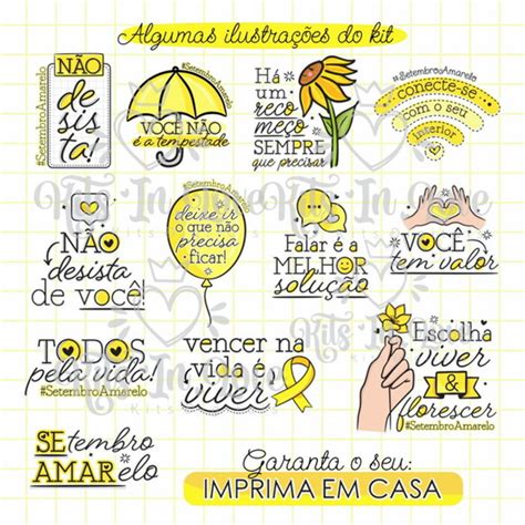 Kit Digital Setembro Amarelo Frases Motivação Impressão