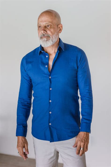 Camisa De Linho St Tropez Azul Royal Ciao For Men