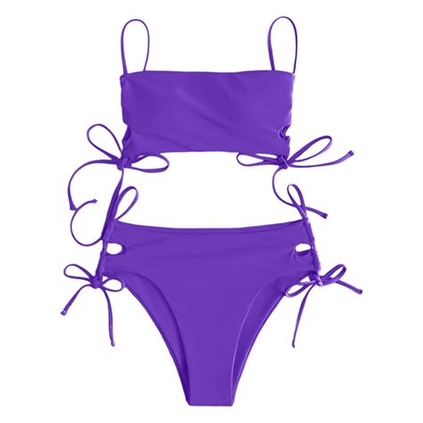 Gotyou 2 PC Swimsuit For Women Women S Sexy Neck Bikini Solid Color