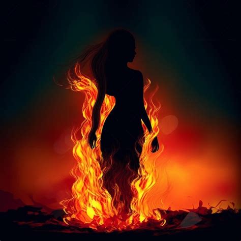 Premium Photo Full Body Woman Is A Girl Made Of Fire Fire Element Ai Generated Art