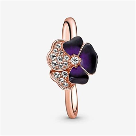 Nhẫn Pandora Deep Purple Pansy Flower Ring Màu Vàng Hồng