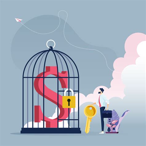 Businessman with Key to Unlock Dollar Sign in a Bird Cage 833653 Vector ...