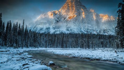 Wallpaper Landscape Forest Mountains Nature Reflection Snow