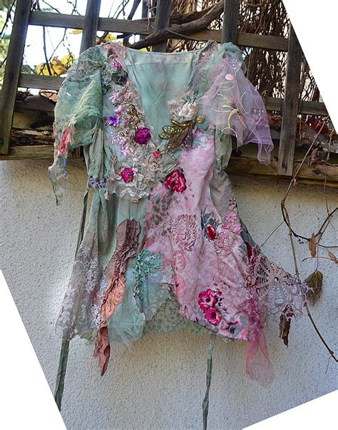 Beautiful Art To Wear Unique Charming Silk Tunic Top Peonies Fairy