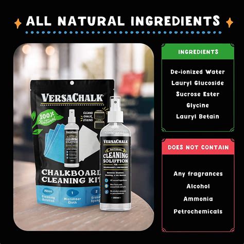 Versachalk Spray Limpiador De Pizarra Y Kit Borrador Natural