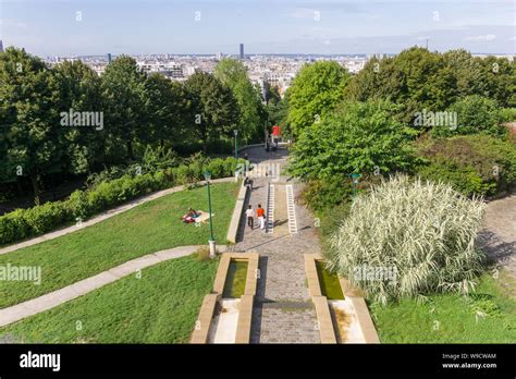 Paris Belleville Park Park With A View Of Paris Skyline In The 20th