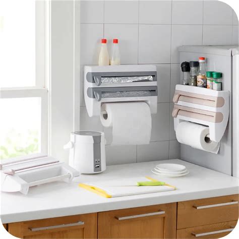 Kitchen Aluminum Film Cutter Paper Towel Holder Wall Mounted Roll