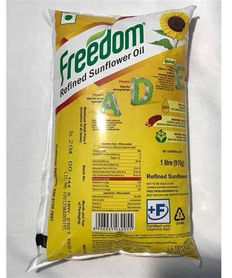 Freedom Refined Sunflower Oil Liter Grocery