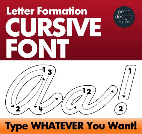 CURSIVE Letter Trace Fun Font Letter Formation Font - Etsy