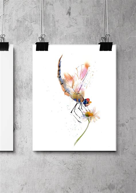 Dragonfly Artworks Set of 2 Art Prints Colorful Dragonfly | Etsy