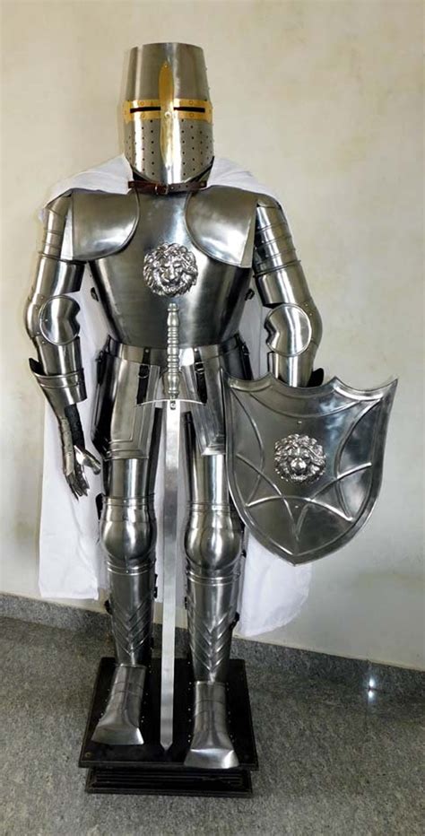 Medieval Solid Steel full body Crusader Knight Armor Suit lion | Etsy