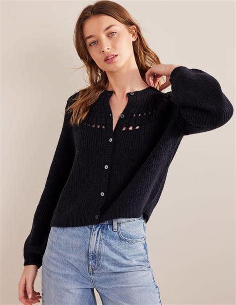 Fluffy Ruffle Cardigan Navy Boden Uk