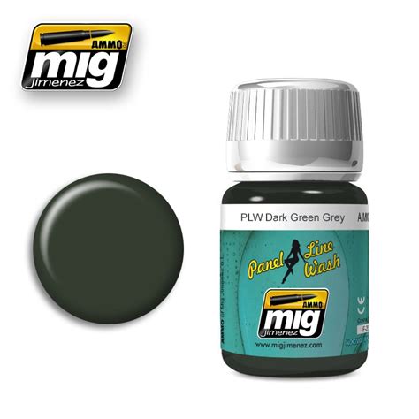 AMMO MIG Sendinimo priemonė PANEL LINE WASH DARK GREEN GREY 35ml