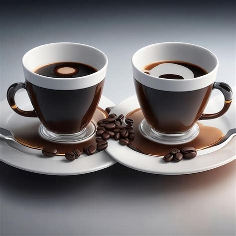 Premium Photo Two Cups Of Coffee Celebrate International Coffee Day