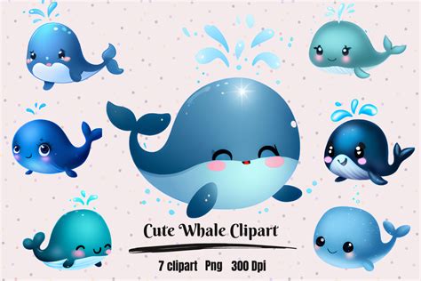 Cute Kawaii Whale Clipart Graphic By Hamees Store · Creative Fabrica