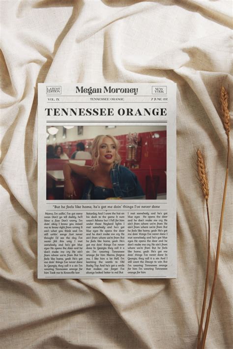 Megan Moroney Retro Newspaper Print Tennessee Orange Lyrics Poster