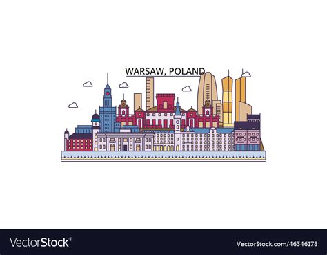 Poland warsaw tourism landmarks city Royalty Free Vector