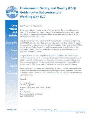 Fillable Online Ecc Environment Safety And Quality ESQ Guidance For