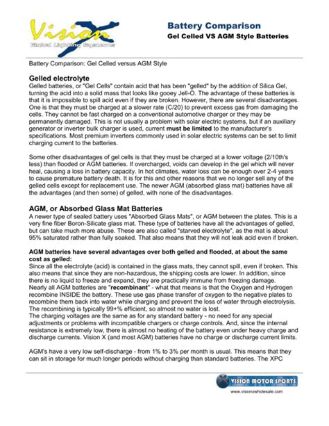 Battery Comparison Guide. GEL Vs. AGM