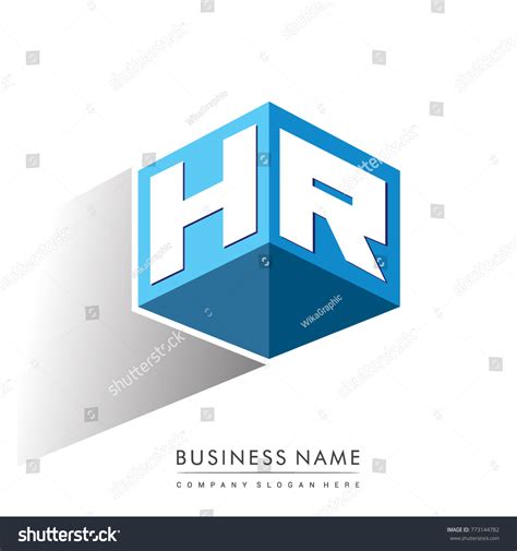 Letter HR Logo In Hexagon Shape And Blue Royalty Free Stock Vector