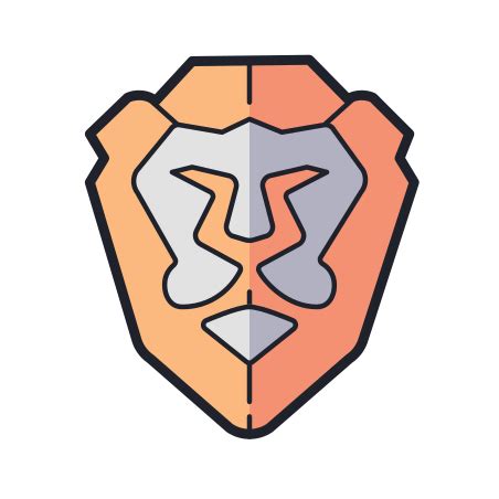 Brave Web Browser icon in Color Hand Drawn Style