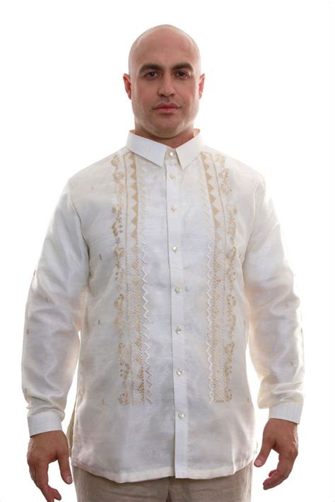 MO06 Big Tall Organza Pina Barong Tagalog Full Open With Lining