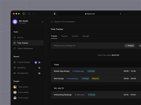 time tracker project management dashboard design