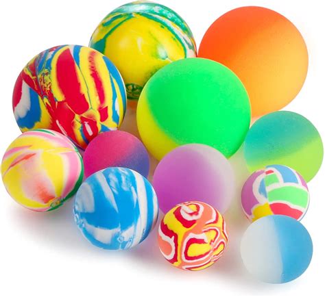 Pllieay 12 Pcs Mixed Sizes Bouncy Balls Colorful Rubber Toys For Kids