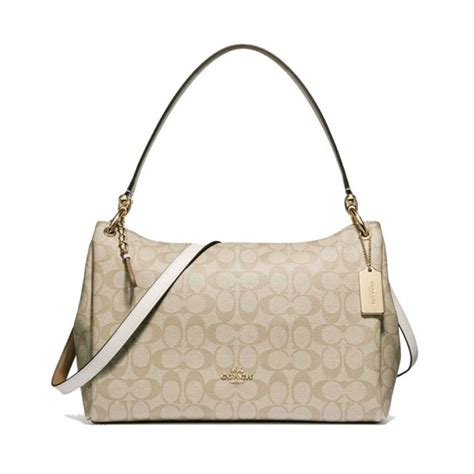 Coach Mia Shoulder Bag Signature Light Khaki Chalk Averand