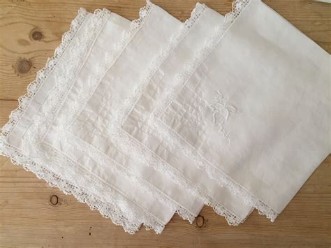 White Linen Napkins Set Of Vintage Dinner Napkins Embroidered