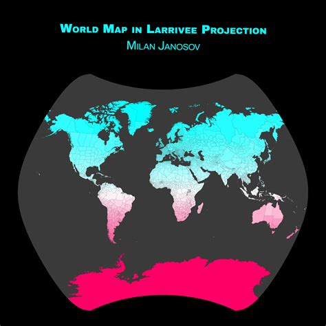 World Map in Léo Larrivée Projection Milan Janosov PhD