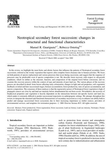 PDF Neotropical Secondary Forest Succession Changes In Structural