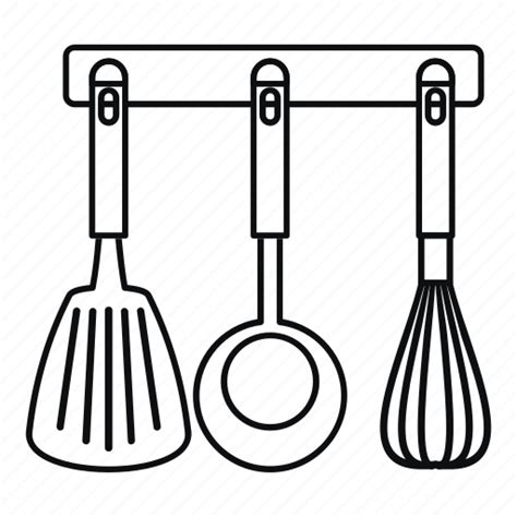 Isolated Ladle Line Outline Spatula Utensil Whisk Icon Download