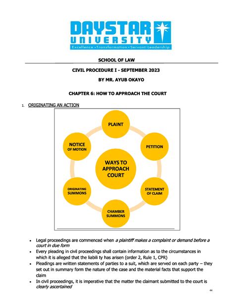 Chapter 6-HOW TO Approach THE Court - civil procedure - Studocu