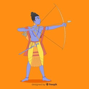 Premium Vector | Rama character with arrow and bow