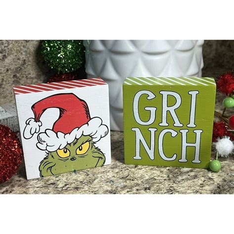 Dr. Seuss How the Grinch Stole Christmas Set of 2 Decorative Blocks U44 ...