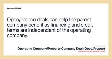 Operating Companyproperty Company Deal Opcopropco Awesomefintech Blog