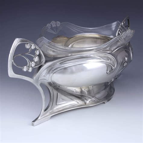 Titus Omega Wmf Art Nouveau Pewter Glass Centrepiece