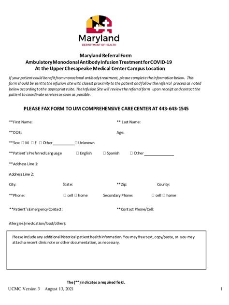 Fillable Online Health Maryland GovphpaDocumentsMaryland Referral Form