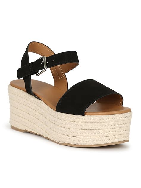 Women S Open Toe Ankle Strap Espadrille Platform Wedge Sandal 19707