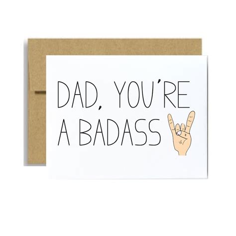 Dad Youre A Badass Card Fathers Day Funny Greeting Card Dad Etsy