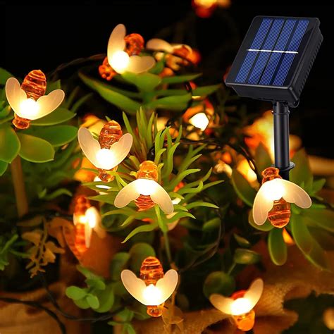 Dotpet Solar Bee String Lights Outdoor M Led Honeybee Fairy With