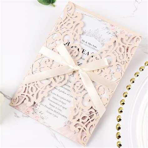 Amazon.com : Maffily 50pcs Blush Pink Wedding Invitations With